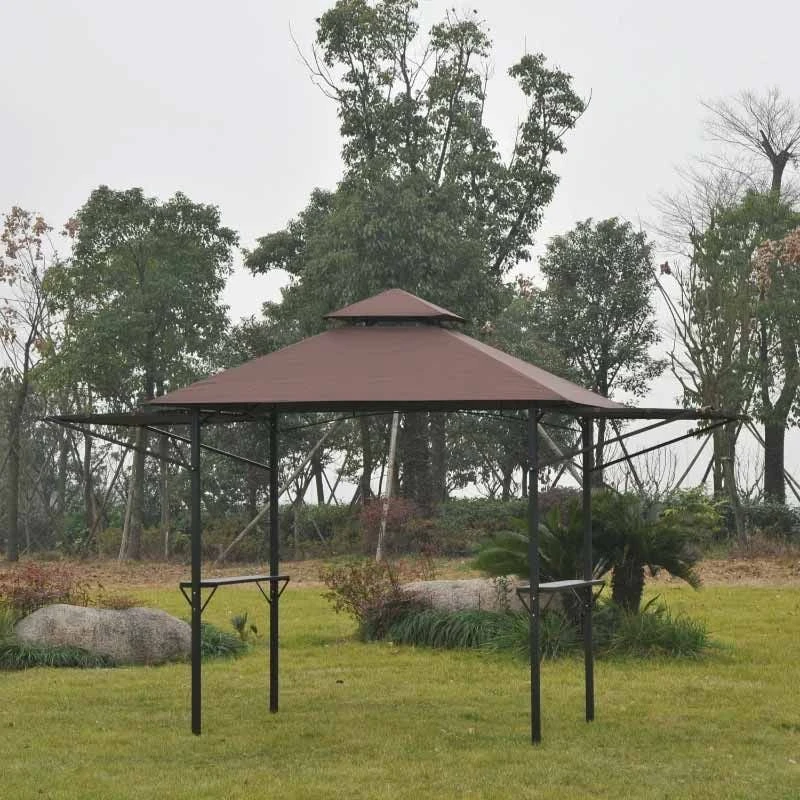 Outsunny BBQ Canopy Shelter L250 X W150 X H250cm With Side Shelves - Coffee - 84C-011 4 Outsunny BBQ Canopy Shelter L250 X W150 X H250cm With Side Shelves - Coffee - 84C-011 - Image 4
