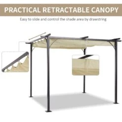 Outsunny 3 X 3m Outdoor Metal Retractable Pergola Gazebo Awning Canopy - Black & Beige - 84C-093 -OUTSUNNY Sales Shop outsunny 84c 093 3