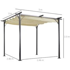 Outsunny 3 X 3m Outdoor Metal Retractable Pergola Gazebo Awning Canopy - Black & Beige - 84C-093 -OUTSUNNY Sales Shop outsunny 84c 093 dimensions