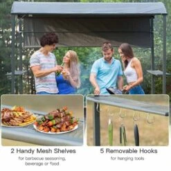 Outsunny Smoking BBQ Canopy Awning Shelter 2.2 X 1.4M With Side Shelves - Grey - 84C-174 13 Outsunny Smoking BBQ Canopy Awning Shelter 2.2 X 1.4M With Side Shelves - Grey - 84C-174 -OUTSUNNY Sales Shop outsunny 84c 174 bbq shelter 3