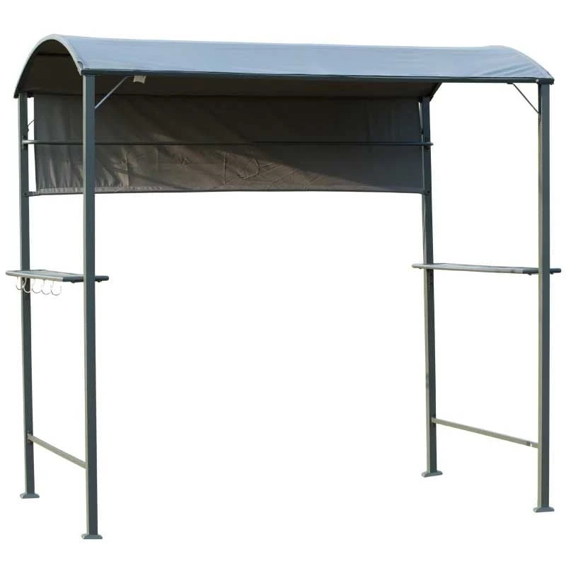 Outsunny Smoking BBQ Canopy Awning Shelter 2.2 X 1.4M With Side Shelves - Grey - 84C-174 1 Outsunny Smoking BBQ Canopy Awning Shelter 2.2 X 1.4M With Side Shelves - Grey - 84C-174