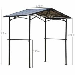 Outsunny BBQ Gazebo Shelter 2.5 X 1.5M With Side Shelves PC Roof Aluminium - Black - 84C-220 -OUTSUNNY Sales Shop outsunny 84c 220 bbq shelter 2