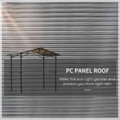 Outsunny BBQ Gazebo Shelter 2.5 X 1.5M With Side Shelves PC Roof Aluminium - Black - 84C-220 -OUTSUNNY Sales Shop outsunny 84c 220 bbq shelter 3