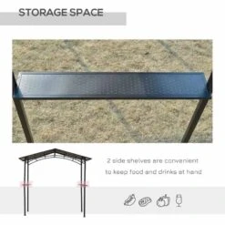 Outsunny BBQ Gazebo Shelter 2.5 X 1.5M With Side Shelves PC Roof Aluminium - Black - 84C-220 -OUTSUNNY Sales Shop outsunny 84c 220 bbq shelter 4