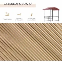 Outsunny BBQ Gazebo Shelter L240 X W150 X H230cm With 2 Shelves And Poles For Hanging Tools - Grey - 84C-237 -OUTSUNNY Sales Shop outsunny 84c 237 bbq shelter 3