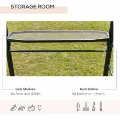 Outsunny BBQ Gazebo Shelter L240 X W150 X H230cm With 2 Shelves And Poles For Hanging Tools - Grey - 84C-237 -OUTSUNNY Sales Shop outsunny 84c 237 bbq shelter 4