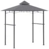 Outsunny Double-Tier BBQ Gazebo Shelter 2.5M (8ft) With Side Shelves - Grey - 84C-266GY