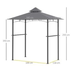 Outsunny Double-Tier BBQ Gazebo Shelter 2.5M (8ft) With Side Shelves - Grey - 84C-266GY -OUTSUNNY Sales Shop outsunny 84c 266gy bbq shelter 2