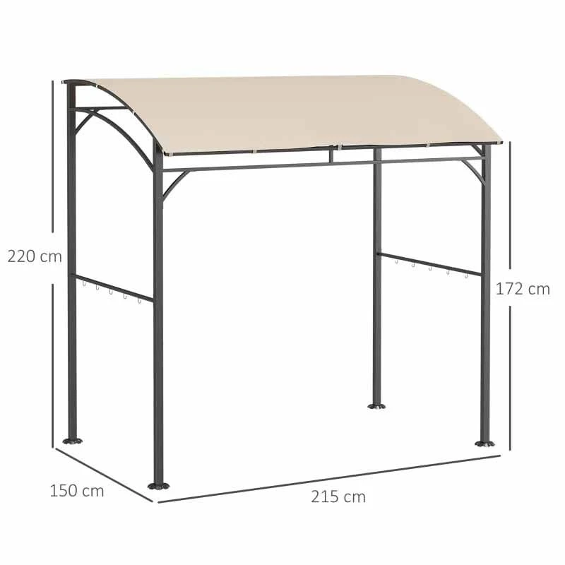 Outsunny BBQ Canopy Shelter 2M (7ft) With Metal Frame And Canopy With Hooks - Beige - 84C-429V00BG 4 Outsunny BBQ Canopy Shelter 2M (7ft) With Metal Frame And Canopy With Hooks - Beige - 84C-429V00BG - Image 4