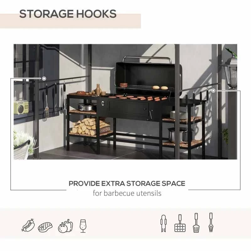 Outsunny BBQ Canopy Shelter 2M (7ft) With Metal Frame And Canopy With Hooks - Beige - 84C-429V00BG 6 Outsunny BBQ Canopy Shelter 2M (7ft) With Metal Frame And Canopy With Hooks - Beige - 84C-429V00BG - Image 6