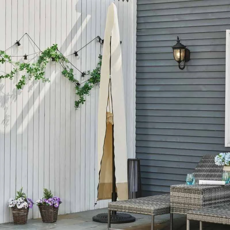 Outsunny Waterproof Cantilever Parasol Cover With Zip - Beige - 84D-001V01 10 Outsunny Waterproof Cantilever Parasol Cover With Zip - Beige - 84D-001V01 - Image 10