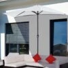 Outsunny 3m Balcony Half Parasol - White - 84D-008CW