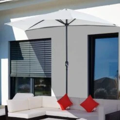Outsunny 3m Balcony Half Parasol - White - 84D-008CW