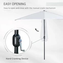 Outsunny 3m Balcony Half Parasol - White - 84D-008CW 19 Outsunny 3m Balcony Half Parasol - White - 84D-008CW -OUTSUNNY Sales Shop outsunny 84d 008cw 3