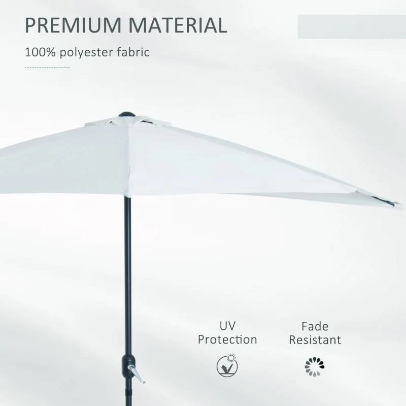 Outsunny 3m Balcony Half Parasol - White - 84D-008CW 8 Outsunny 3m Balcony Half Parasol - White - 84D-008CW - Image 8