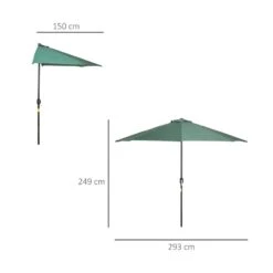 Outsunny 3m Half Round Balcony Parasol - Green - 84D-008GN 19 Outsunny 3m Half Round Balcony Parasol - Green - 84D-008GN -OUTSUNNY Sales Shop outsunny 84d 008gn 2
