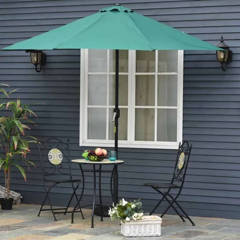 Outsunny 3m Half Round Balcony Parasol - Green - 84D-008GN 4 Outsunny 3m Half Round Balcony Parasol - Green - 84D-008GN - Image 4
