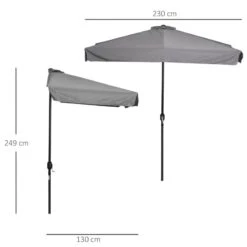 Outsunny 2.3m Half Round Parasol - Grey - 84D-008V01CG -OUTSUNNY Sales Shop outsunny 84d 008v01cg 2