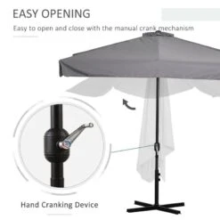 Outsunny 2.3m Half Round Parasol - Grey - 84D-008V01CG -OUTSUNNY Sales Shop outsunny 84d 008v01cg 3