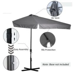 Outsunny 2.3m Half Round Parasol - Grey - 84D-008V01CG -OUTSUNNY Sales Shop outsunny 84d 008v01cg 4