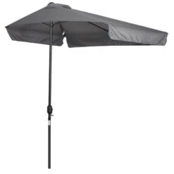 Outsunny 2.3m Half Round Parasol - Grey - 84D-008V01CG -OUTSUNNY Sales Shop outsunny 84d 008v01cg 8