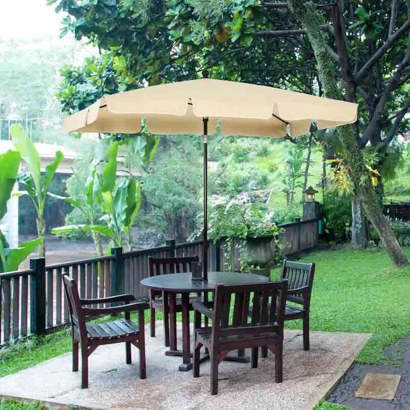 Outsunny 2 X 1.25m Rectangular Tilt Aluminium Parasol Patio - Beige - 84D-016BG 10 Outsunny 2 X 1.25m Rectangular Tilt Aluminium Parasol Patio - Beige - 84D-016BG - Image 10