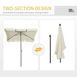 Outsunny Aluminium Umbrella Parasol - Cream - 84D-016CW -OUTSUNNY Sales Shop outsunny 84d 016cw 5