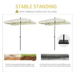 Outsunny Aluminium Umbrella Parasol - Cream - 84D-016CW -OUTSUNNY Sales Shop outsunny 84d 016cw 6