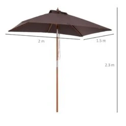 Outsunny Wooden Patio Parasol 6 Ribs - Coffee - 84D-017CF -OUTSUNNY Sales Shop outsunny 84d 017cf 2