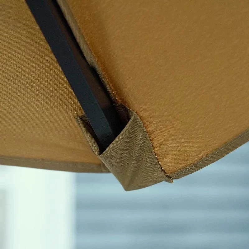 Outsunny 24 LED Solar Powered Parasol Umbrella - Brown - 84D-018BN 4 Outsunny 24 LED Solar Powered Parasol Umbrella - Brown - 84D-018BN - Image 4