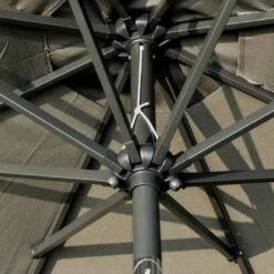 Outsunny 2.7m LED Patio Parasol With Push Button Tilt Crank & 8 Rib - Grey - 84D-018CG -OUTSUNNY Sales Shop outsunny 84d 018cg 8