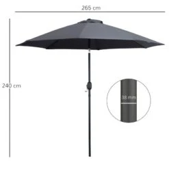 Outsunny 2.7m Tilt Patio Parasol - Charcoal Grey - 84D-023CG -OUTSUNNY Sales Shop outsunny 84d 023cg 2