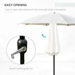 Outsunny 2.6m Umbrella Parasol - Cream White - 84D-023CW -OUTSUNNY Sales Shop outsunny 84d 023cw 4