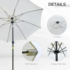 Outsunny 2.6m Umbrella Parasol - Cream White - 84D-023CW -OUTSUNNY Sales Shop outsunny 84d 023cw 5