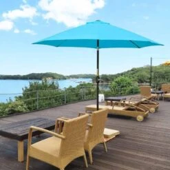 Outsunny 2.6m Tilt Patio Parasol With Crank 8 Ribs - Blue - 84D-023V00BU -OUTSUNNY Sales Shop outsunny 84d 023v00bu 10