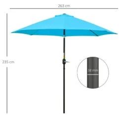 Outsunny 2.6m Tilt Patio Parasol With Crank 8 Ribs - Blue - 84D-023V00BU -OUTSUNNY Sales Shop outsunny 84d 023v00bu 2
