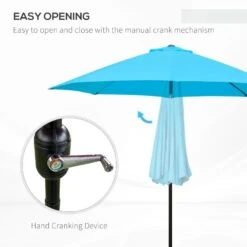 Outsunny 2.6m Tilt Patio Parasol With Crank 8 Ribs - Blue - 84D-023V00BU -OUTSUNNY Sales Shop outsunny 84d 023v00bu 3