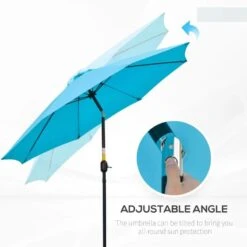 Outsunny 2.6m Tilt Patio Parasol With Crank 8 Ribs - Blue - 84D-023V00BU -OUTSUNNY Sales Shop outsunny 84d 023v00bu 4
