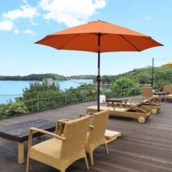 Outsunny 2.6m Tilt Patio Parasol With Crank 8 Ribs - Orange - 84D-023V00OG -OUTSUNNY Sales Shop outsunny 84d 023v00og 1
