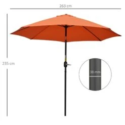 Outsunny 2.6m Tilt Patio Parasol With Crank 8 Ribs - Orange - 84D-023V00OG -OUTSUNNY Sales Shop outsunny 84d 023v00og 2