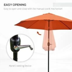 Outsunny 2.6m Tilt Patio Parasol With Crank 8 Ribs - Orange - 84D-023V00OG -OUTSUNNY Sales Shop outsunny 84d 023v00og 3