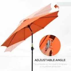 Outsunny 2.6m Tilt Patio Parasol With Crank 8 Ribs - Orange - 84D-023V00OG -OUTSUNNY Sales Shop outsunny 84d 023v00og 4