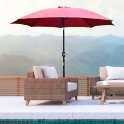 Outsunny 2.6m Umbrella Parasol - Red - 84D-023WR