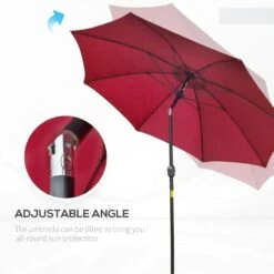 Outsunny 2.6m Umbrella Parasol - Red - 84D-023WR -OUTSUNNY Sales Shop outsunny 84d 023wr 3