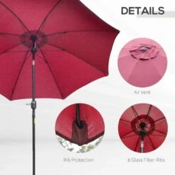 Outsunny 2.6m Umbrella Parasol - Red - 84D-023WR -OUTSUNNY Sales Shop outsunny 84d 023wr 5