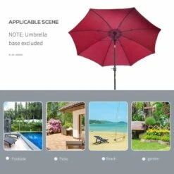 Outsunny 2.6m Umbrella Parasol - Red - 84D-023WR -OUTSUNNY Sales Shop outsunny 84d 023wr 6