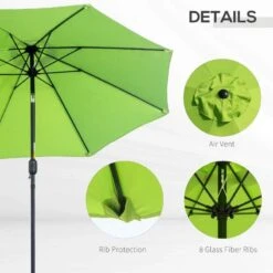 Outsunny 2.7m Tilt Patio Parasol - Light Green - 84D-023YG -OUTSUNNY Sales Shop outsunny 84d 023yg 6