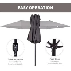 Outsunny 4.6m Double-Sided Sun Parasol - Grey - 84D-030V01GY -OUTSUNNY Sales Shop outsunny 84d 030v01gy 3