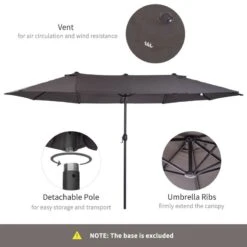 Outsunny 4.6m Double-Sided Sun Parasol - Grey - 84D-030V01GY -OUTSUNNY Sales Shop outsunny 84d 030v01gy 4