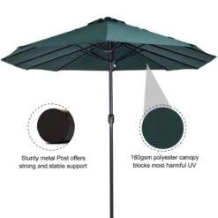 Outsunny 4.6m Double-Sided Parasol - Green - 84D-031V01 -OUTSUNNY Sales Shop outsunny 84d 031v01 4